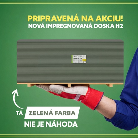 Nová impregnovaná sadrokartónová doska typu H2