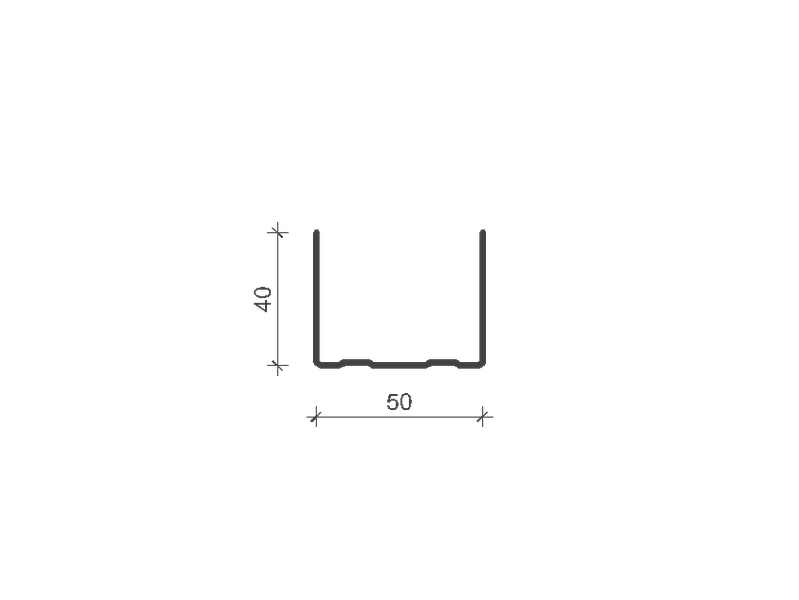 PROFIL U 50 z plechu s hrúbkou 0,5 mm
